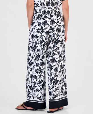 Petite Printed Wide-Leg Pants