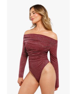 Women's Shapewear Metallic Knit Long Sleeve Slimming Bodysuit
