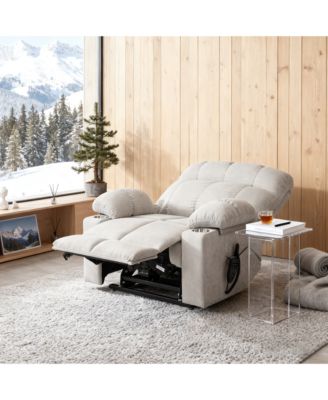 Dual Motor Infinite Position Up to 350 LBS Chenille Power Lift Recliner Chair