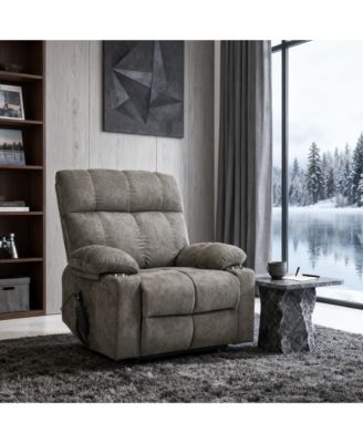 Dual Motor Infinite Position Up to 350 LBS Chenille Power Lift Recliner Chair