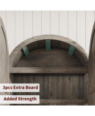 72" Tall Dome Bookcase with Drawers, 4-Tier Wooden Bookshelf Storage Cabinet with Door, Farmhouse Arched Cabinet with Storage