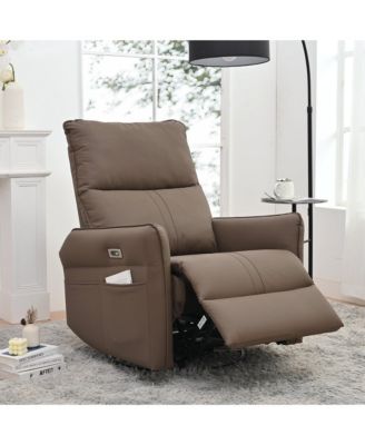 270° Swivel Power Recliner Chair with USB Charging,Overstuffed Rocking Recliner,PU Glider for Living