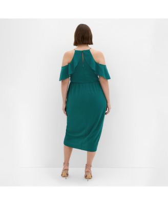 Women's Plus Size Love Siren Ruffle Shoulder Dress