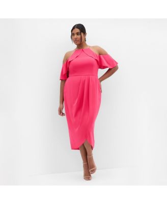 Women's Plus Size Love Siren Ruffle Shoulder Dress