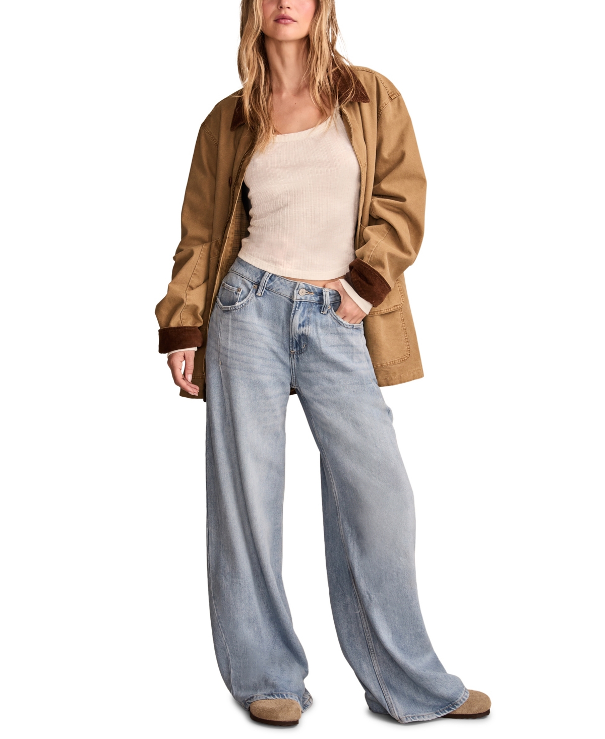 Lucky Brand Women's Wide Leg Pleated Liquid Denim Luxe Palazzo Jeans