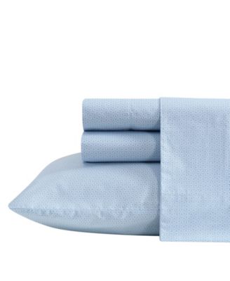 Geo Floral 200-Thread Count Cotton Percale 3-Pc. Sheet Set, Twin XL