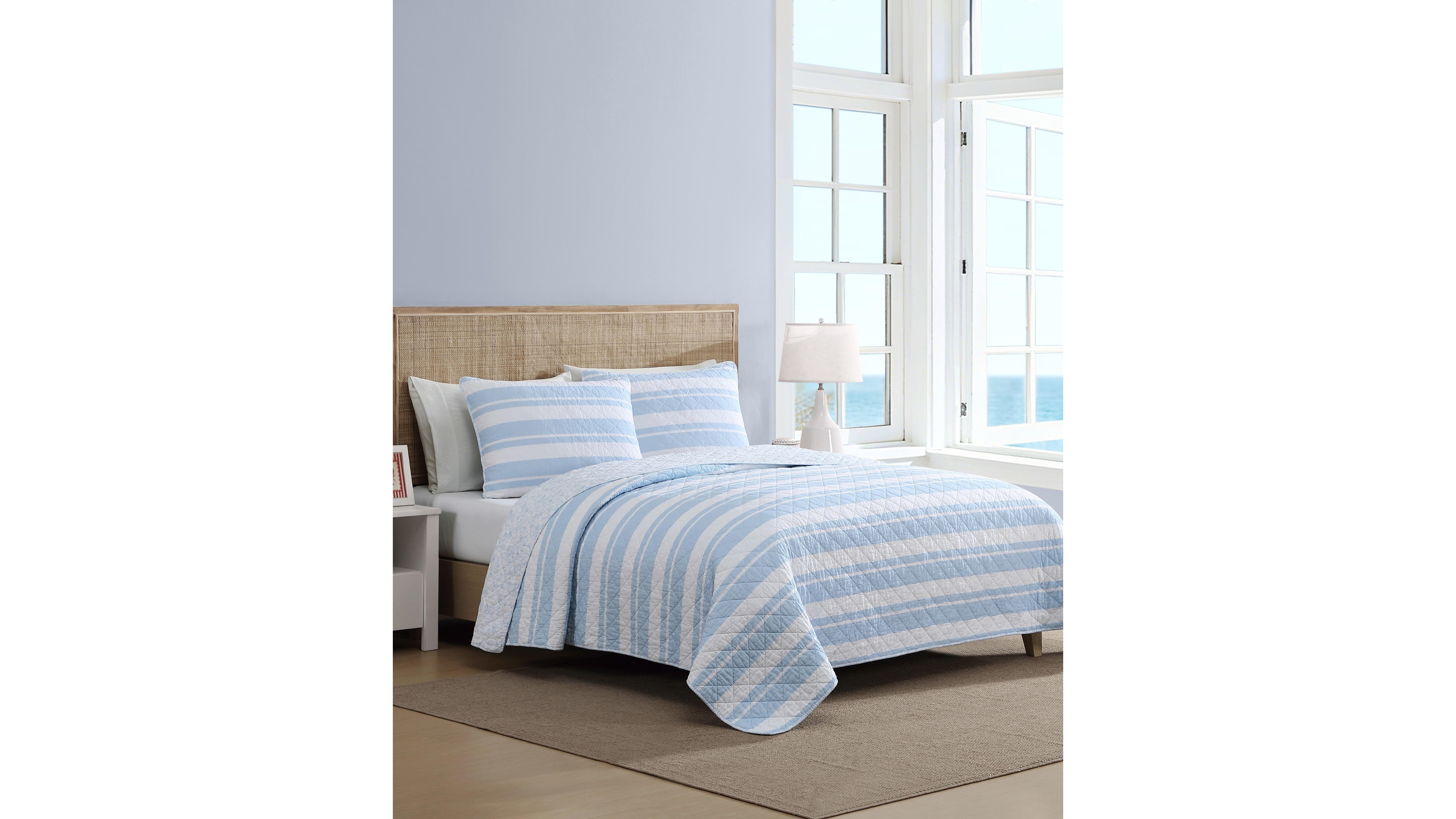 Nautica Seafront Stripe Cotton Reversible 2-Pc. Quilt Set, Twin