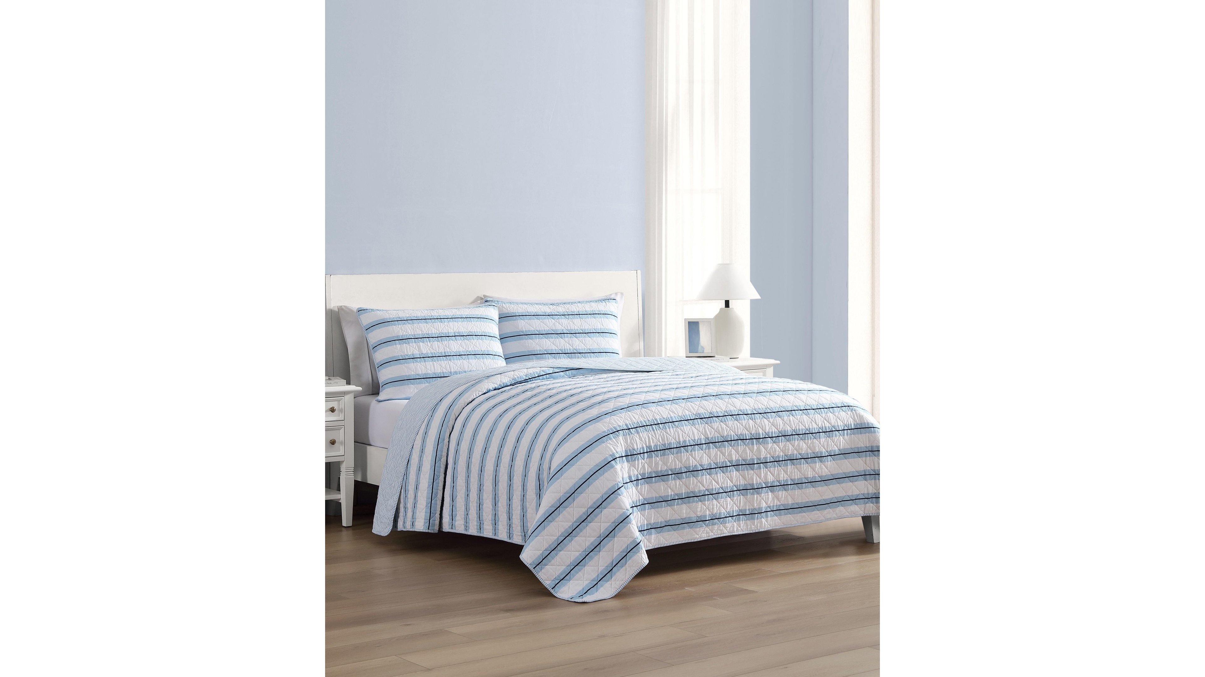 Nautica Tim Stripe Cotton Reversible 3-Pc. Quilt Set, Full/Queen