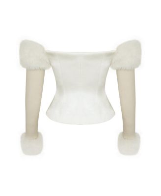 Women's Nola Off-Shoulder Fur Trimmed Top
