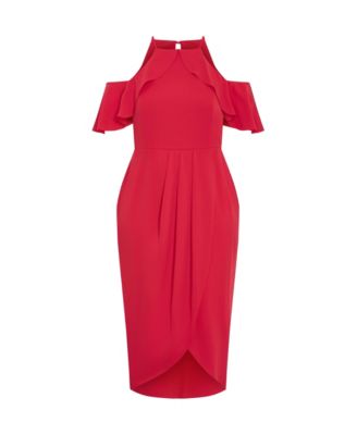 Women's Plus Size Love Siren Ruffle Shoulder Dress