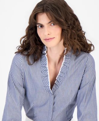 Women's Cotton Ruffled-Collar Blouse