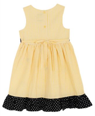Girls' 2T-6X Yellow Bee Schiffli Seersucker Dress
