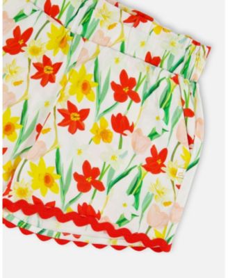 Big Girls Viscose Shorts Daffodil Print