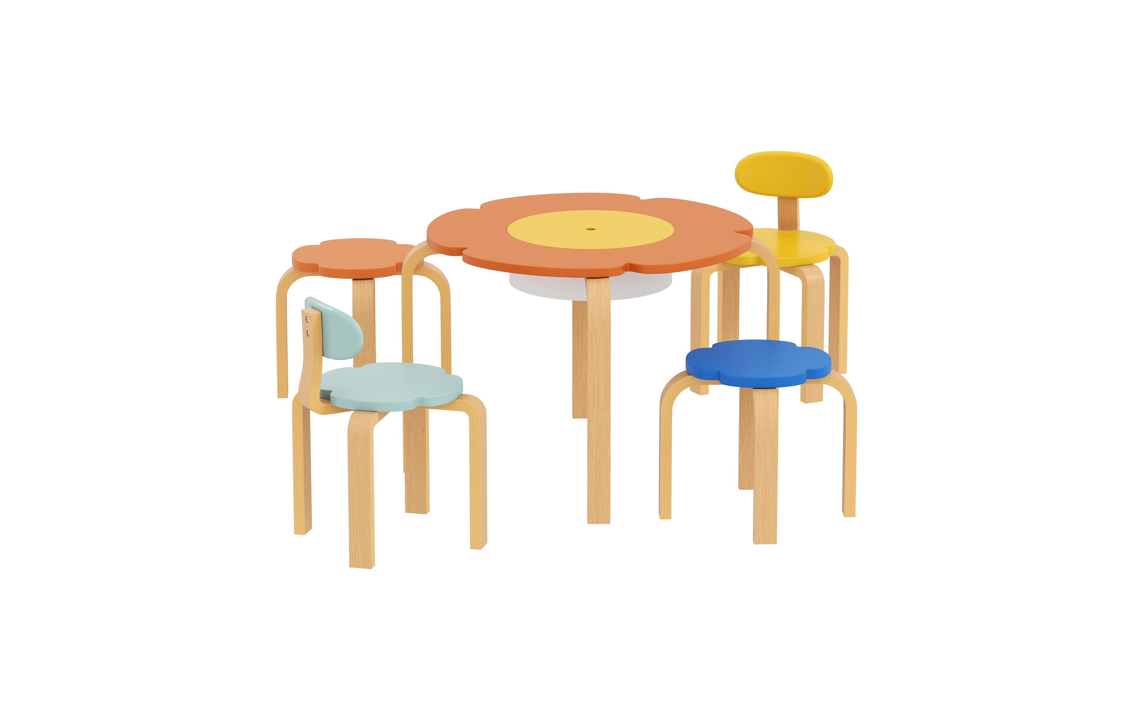 Hongge 5 Piece Kids Table and Chair Set with Built In Storage