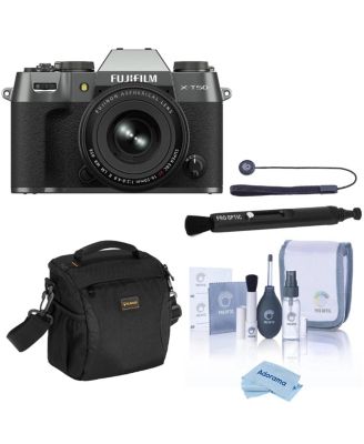 X-T50 Mirrorless Camera with XF 16-50mm f/2.8-4.8 R LM WR Lens with Universal Lens Cap Tether, Complete Optics Care and Cleaning Kit,