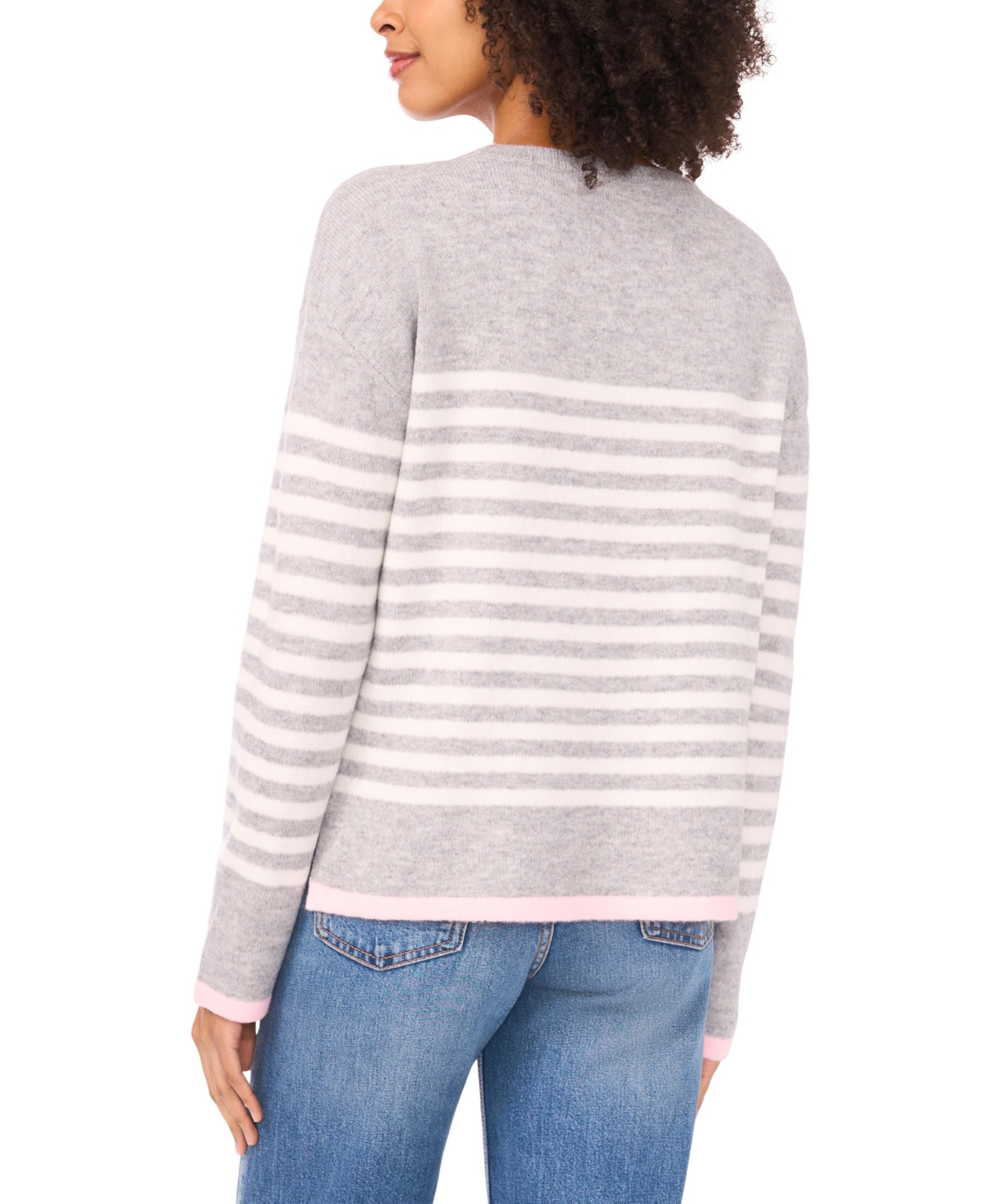 CeCe Women's Sailor Stripe Crewneck Sweater