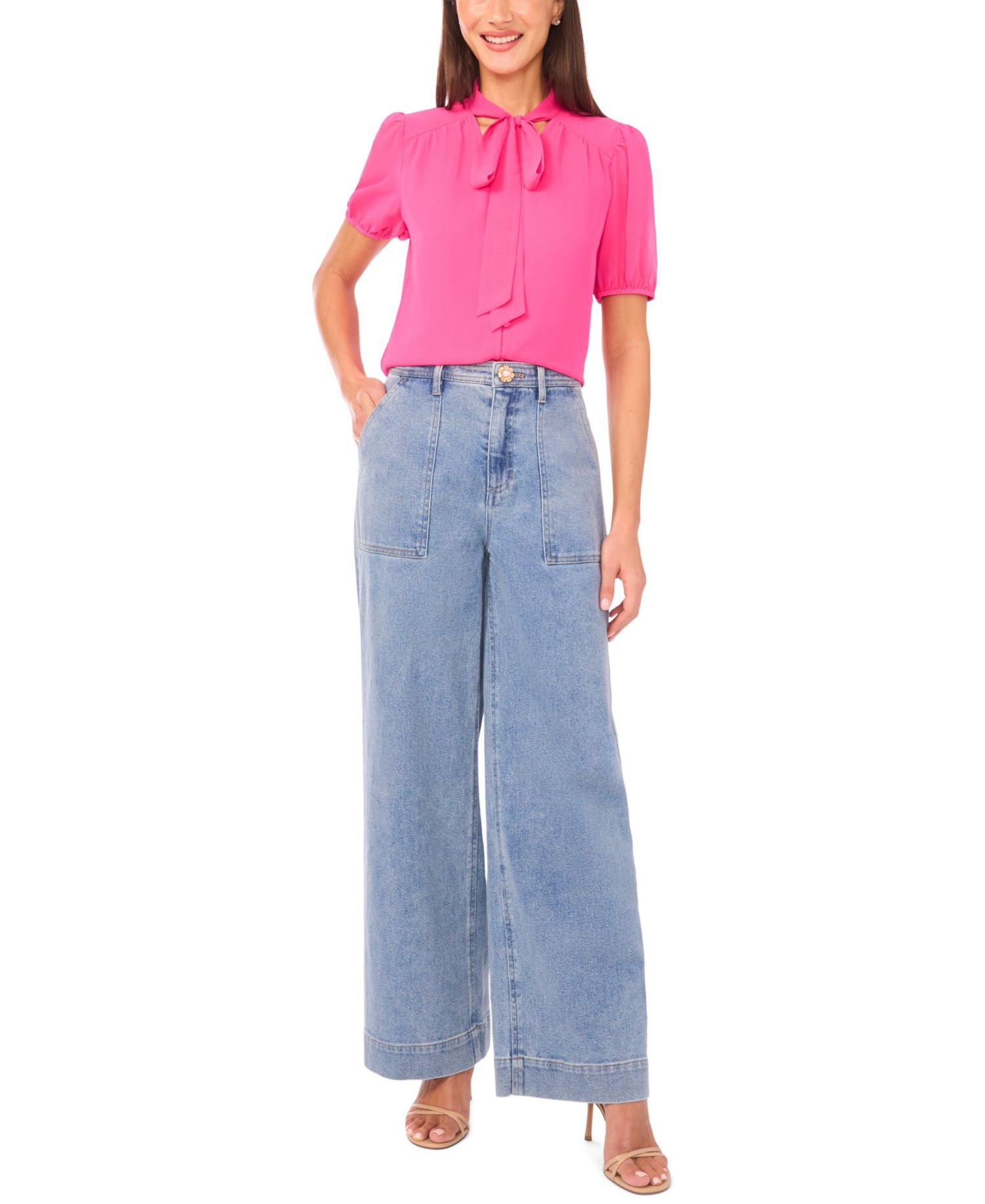 Women's Short-Sleeve Bow Tie Top