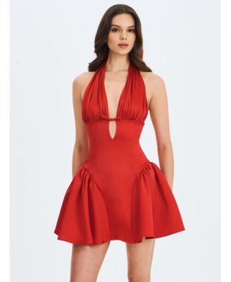 Women's Peyton Ruby Plunging Halter Keyhole Mini Dress