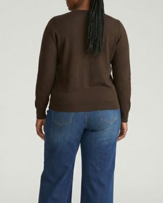 Plus Size Savvy Fine Knit V Sweater