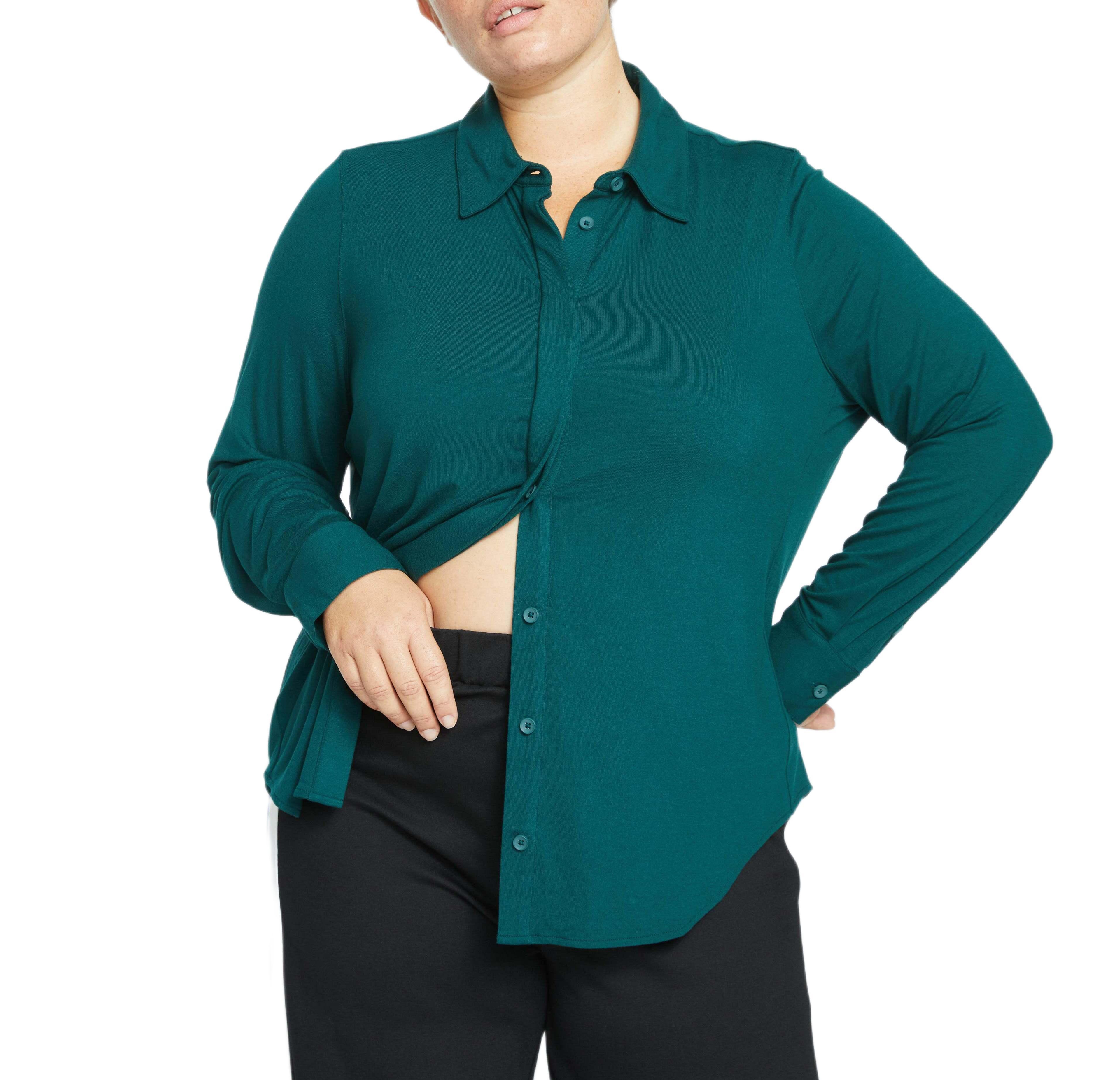 Universal Standard Women's Plus Elbe Liquid Jersey Shirt Classic Fit