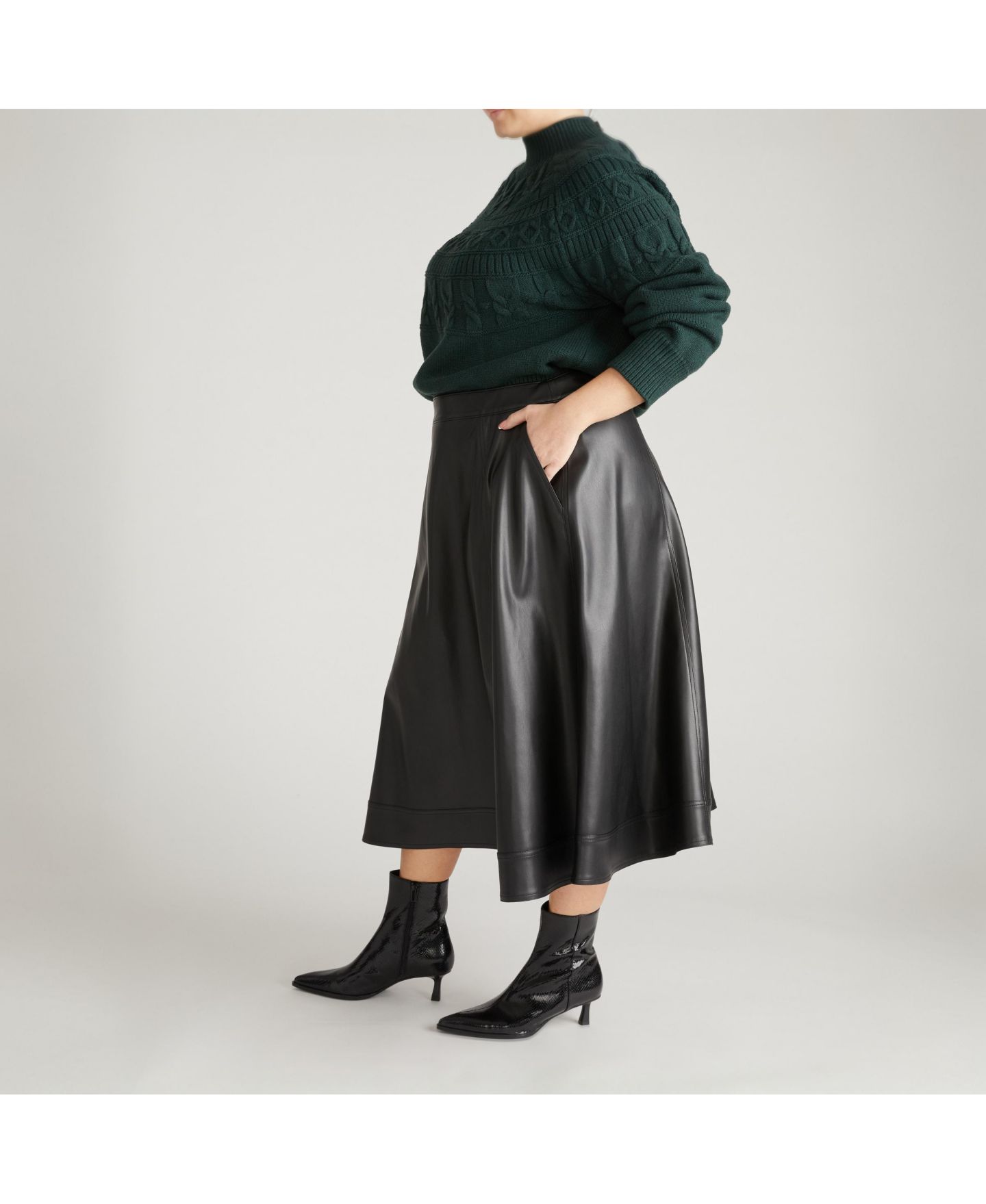 Женская юбка Universal Standard Plus Size Charlotte Faux Leather, цвет: Чёрный — фото 3
