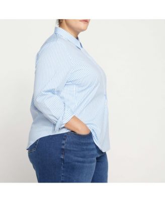 Plus Size Popover Stretch Poplin Shirt Classic Fit