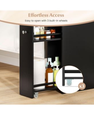 Small 4-Tier Bathroom Storage Cabinet with Slide-Out Drawers and Casters