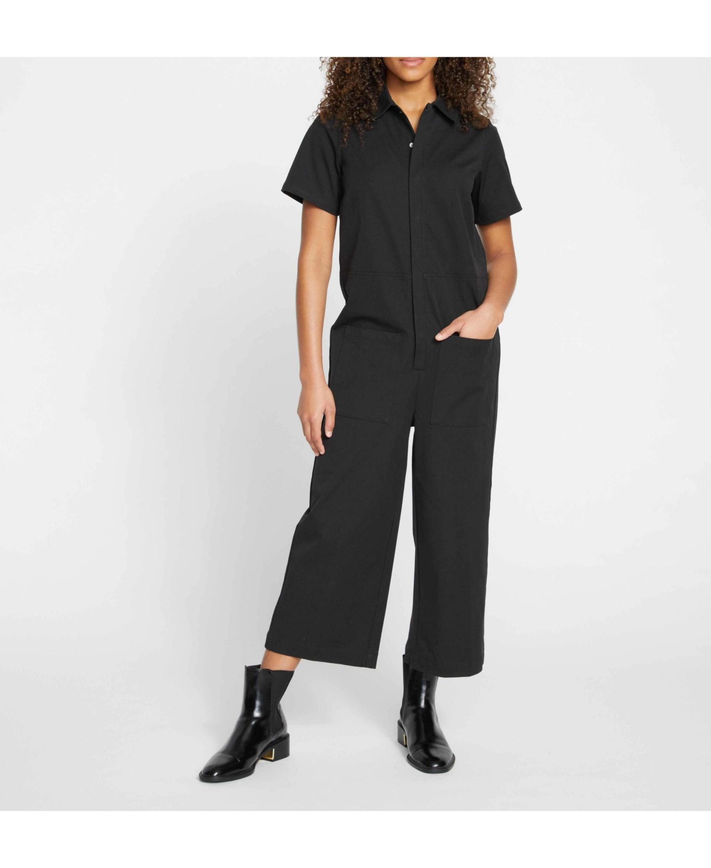 Женский комбинезон Universal Standard Kate Stretch Cotton Twill Jumpsuit, цвет: Чёрный — фото 4