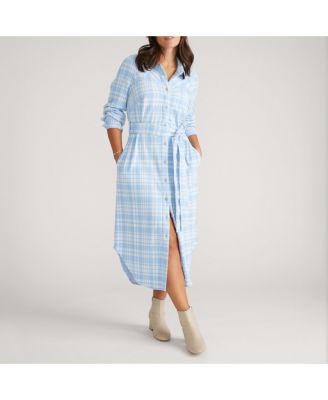 Plus Size Morgan Belted Stretch Flannel Shirtdress