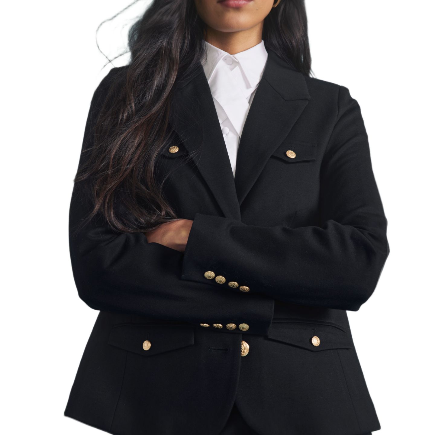 Женский пиджак Universal Standard Plus Size 4 Pocket Ponte Blazer, цвет: Чёрный / Золотой — фото 1