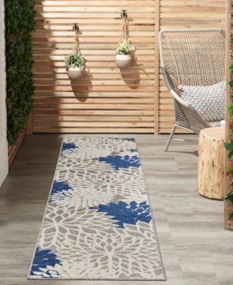 Aloha ALH05 Ivory and Navy 2'3" x 12' Runner Rug