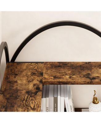 5-Tier Storage Bookshelf, Corner Design, Edge Protection, Stable, Easy Assembly-Metal Frame for Living Room, Bedroom, Office