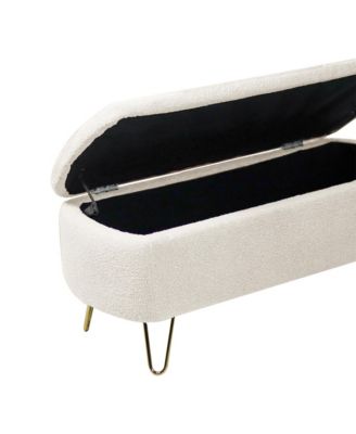 Gold-Legged Faux Fur Storage Ottoman