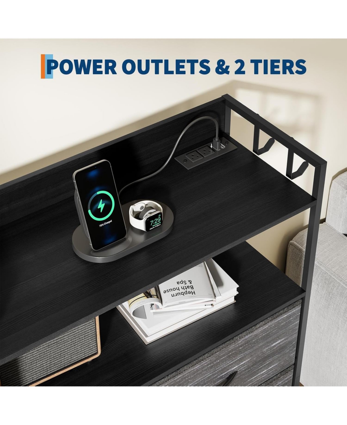 gaomon 11 Drawer Dresser with Fabric Drawers Storage Cabinet with Shelves Side Pockets Hooks Charging Station