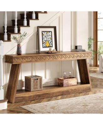 Farmhouse Console Table, Wood 70.9 Inch Extra Long Entryway Table with Storage, Narrow Long Sofa Tables Behind Couch