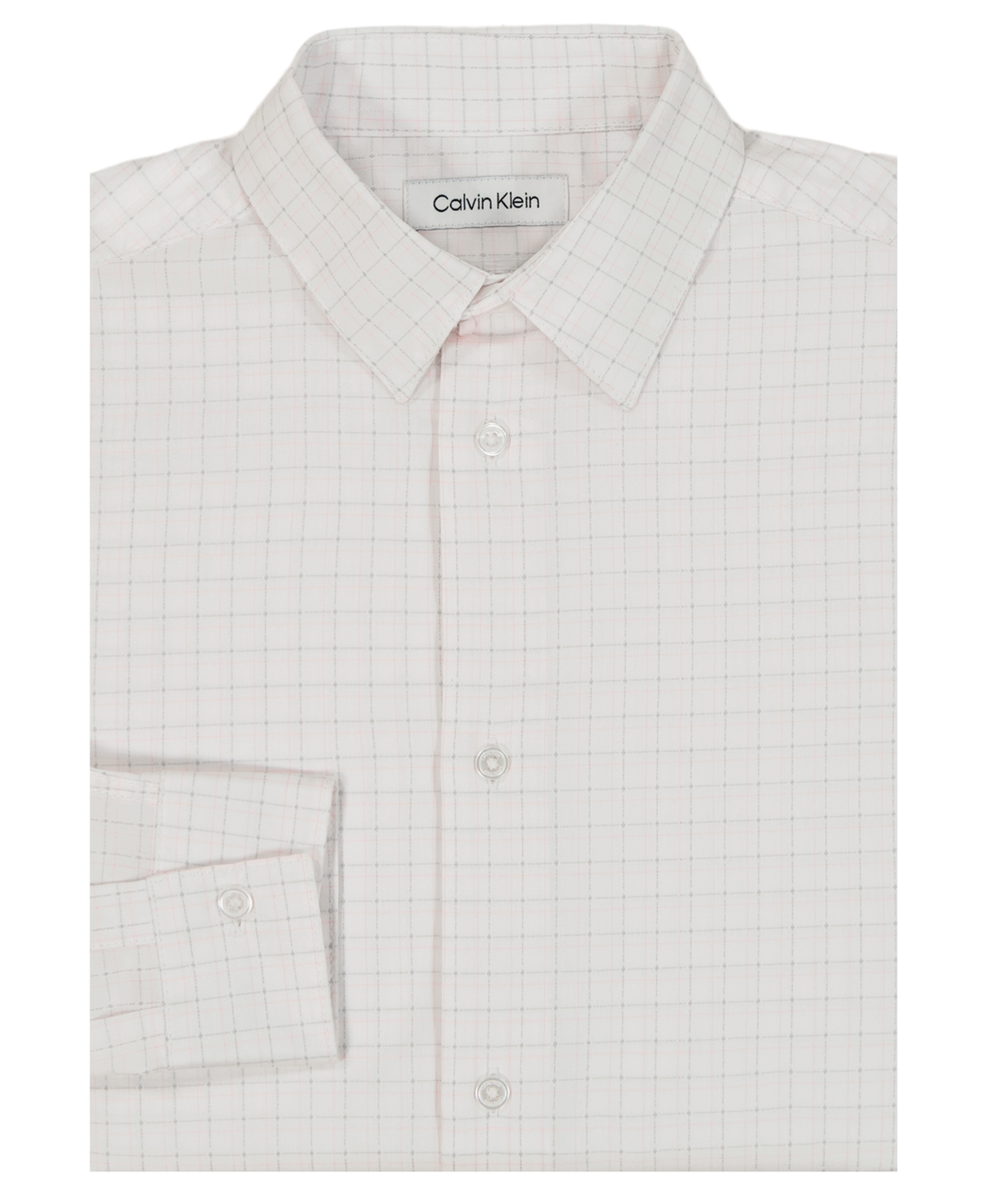 Calvin Klein Boys' 8-20 Long-Sleeve Stretch Dobby Check Dress Shirt