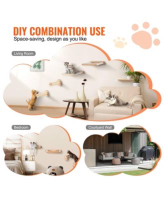 Wall-Mounted Cat Shelf Set with 2 Posts & 2 Hammocks