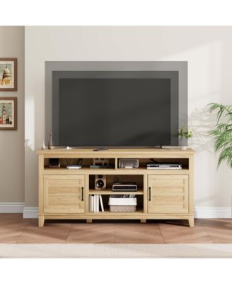 63" Rustic Farmhouse TV Stand for 70" TVs, Media Console with Height-Adjustable Shelves