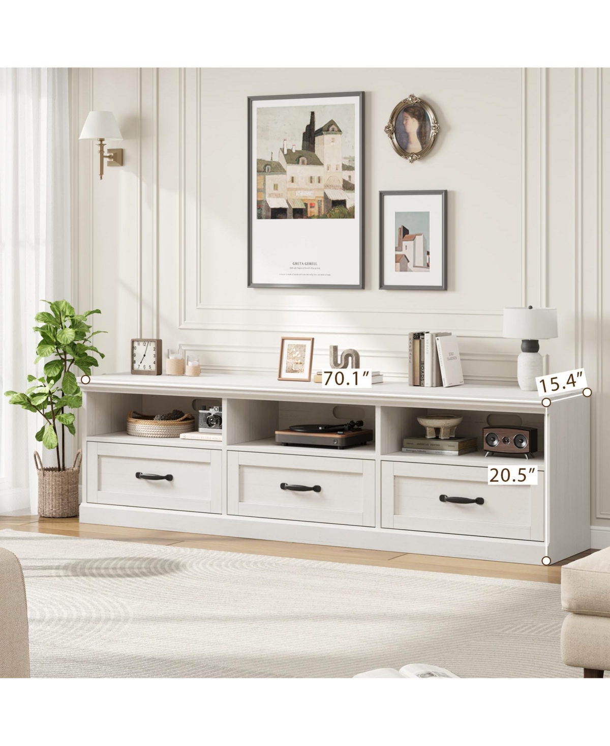 gaomon Mid-Century Modern 75" Tv Stand Entertainment Center, Storage Drawers & Open Shelves for 75 Inch TVs