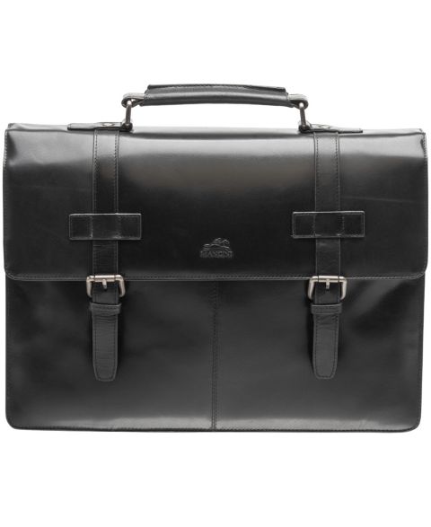 Мужская сумка Mancini Double Compartment Laptop Briefcase, цвет: Чёрный