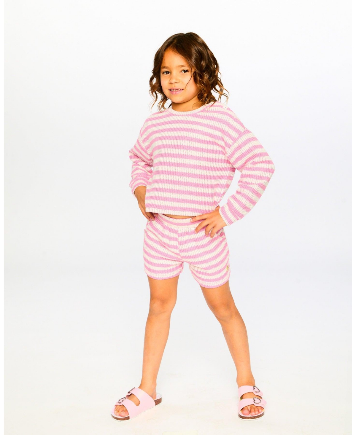 Deux par Toddler Girls Striped Sweater Pink and White - Toddler|Child