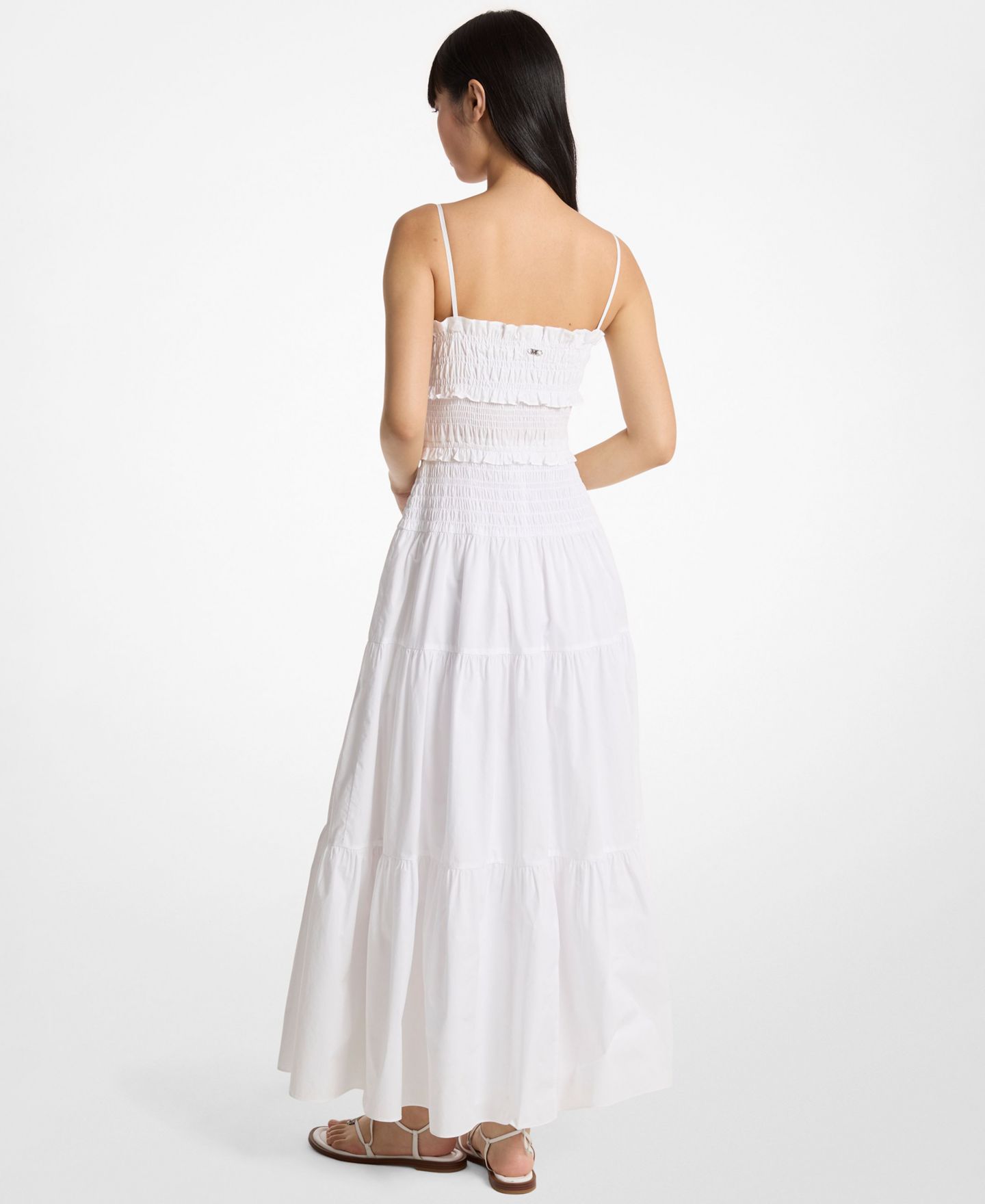 Женское платье Michael Kors Sweetheart Neck Smocked Maxi, цвет: Белый — фото 3