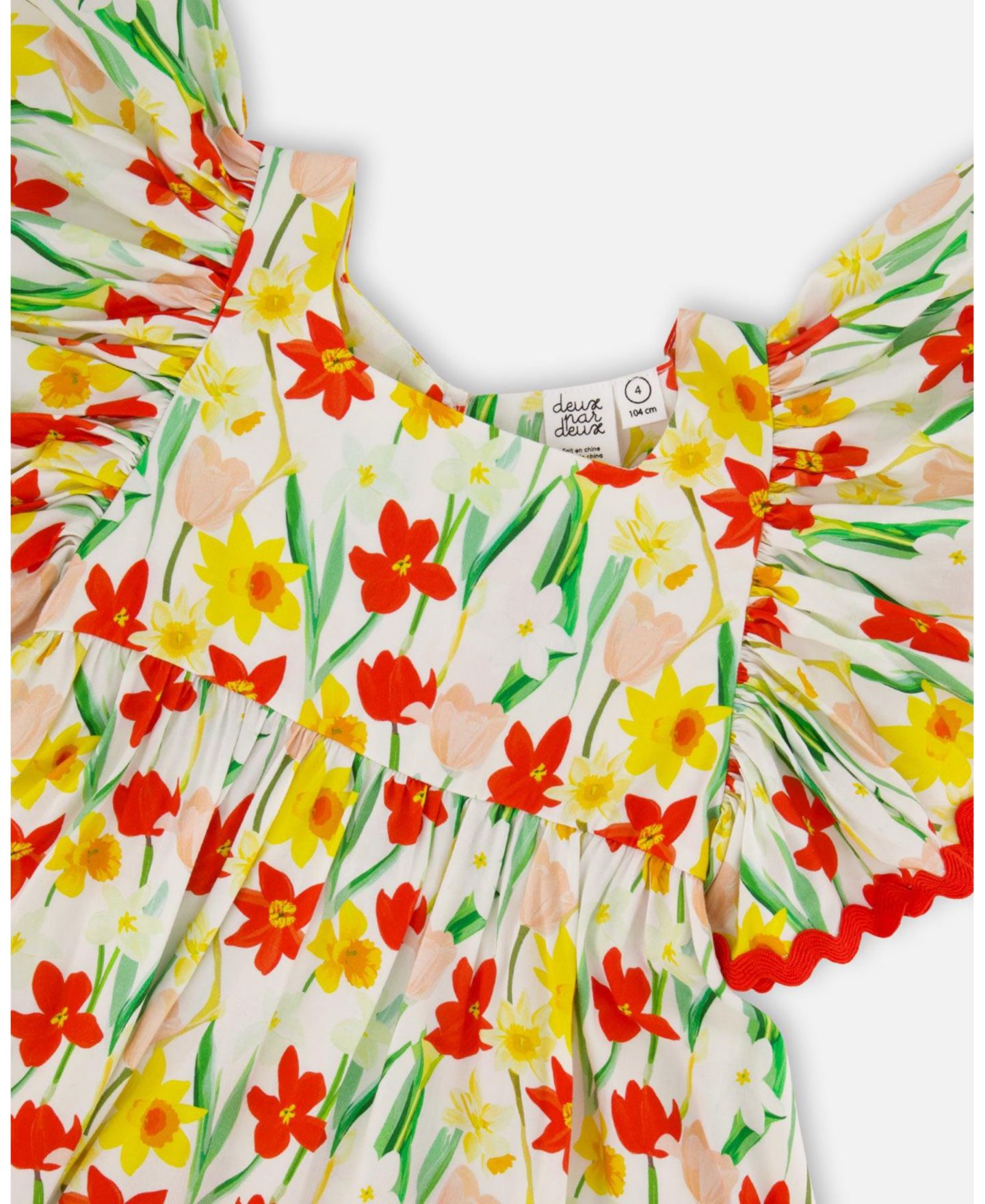 Платье Deux par Deux Viscose Dress Daffodil Print для девочек-малышей, цвет: Белый с принтом — фото 5