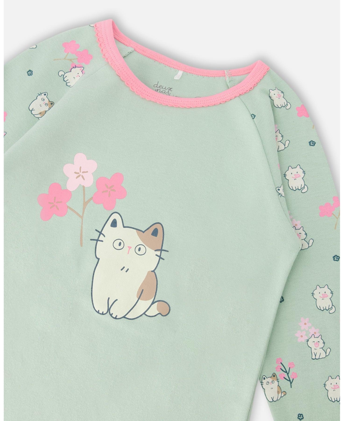 Deux par Toddler Girls Cotton Two-Piece Pyjama Set Kitten Print