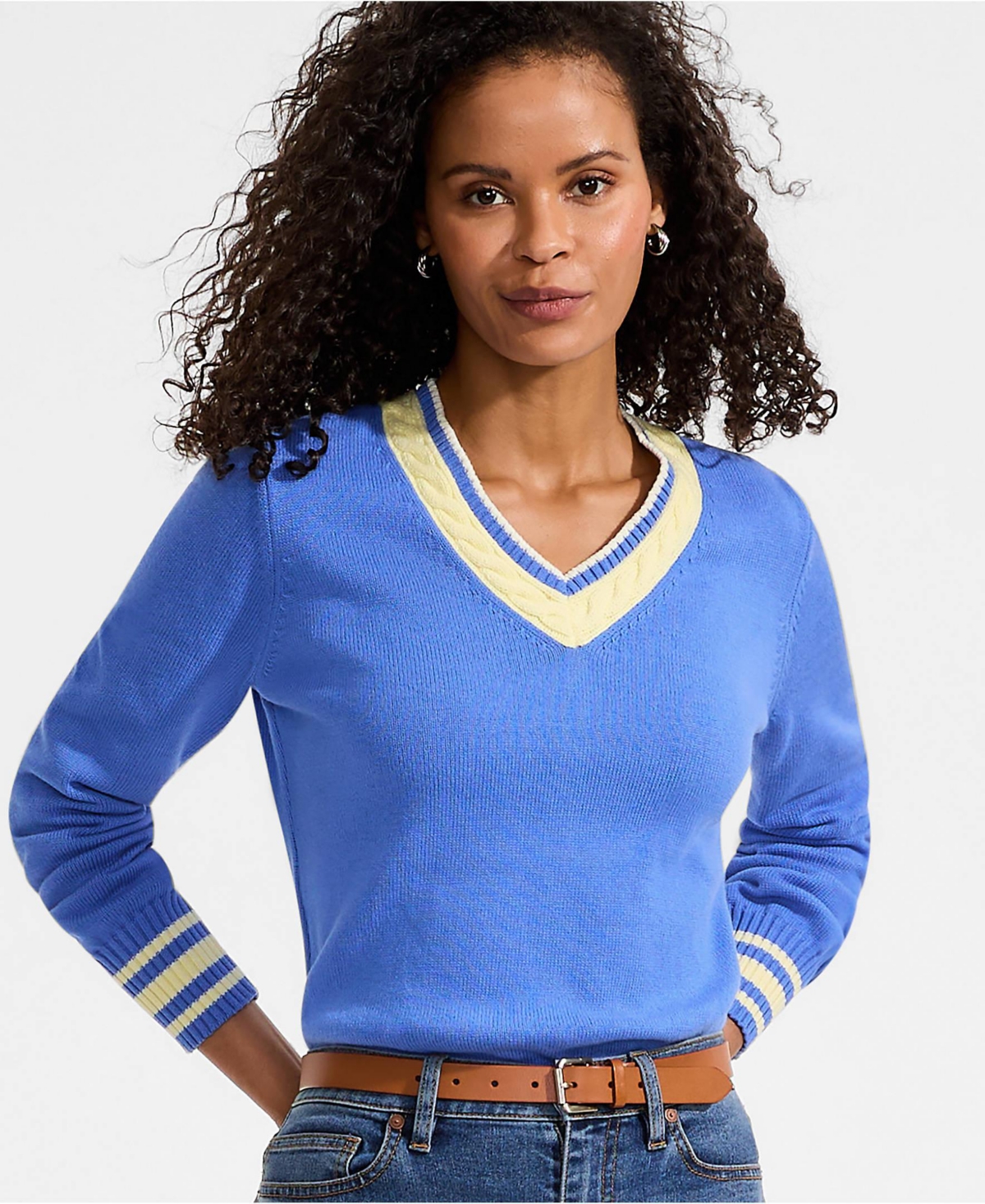 Lands' End Women's Drifter Set Sleeve Vneck Sweater