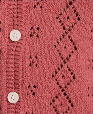 Plus Size Pointelle Crew Neck Cardigan Sweater