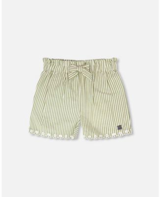Toddler Girls Shorts with Stripes and Embroidery