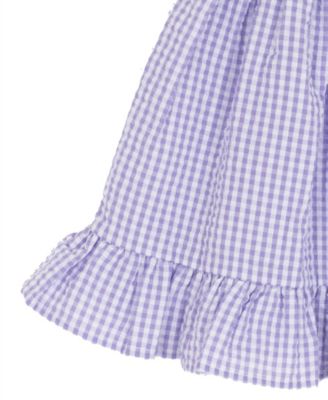 Baby Girls' Lilac Scalloped Seersucker Square Neck Dress and Panty, 2-Piece Set