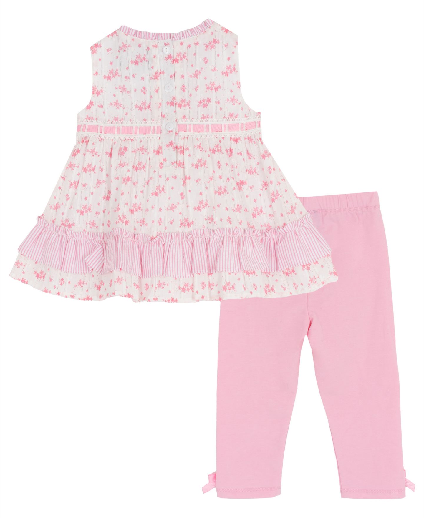 Комплект Rare Editions Floral Crewneck Top and Pull-On Leggings, 2-Piece Set для девочек-малышей, цвет: Розовый — фото 3