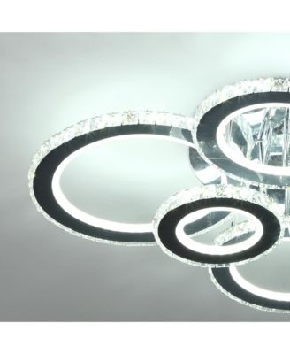 LED Hanging Chandelier Lighting Fixture w/ 6 Rings & 50,000 Hour Lifespan